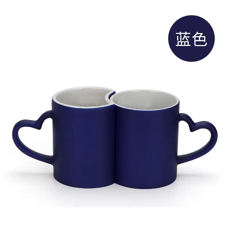Lover Couple Ceramic Mug for Back to School Color-Changing Sublimation Magic Mug with S Handle for Couples and Mates