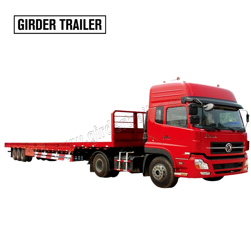 Flat Bed Tri Axle 40 Foot 40 Ton  Flat Rack Container Flatbed Tractor Trailer Decking Truck with Bamboo Bland