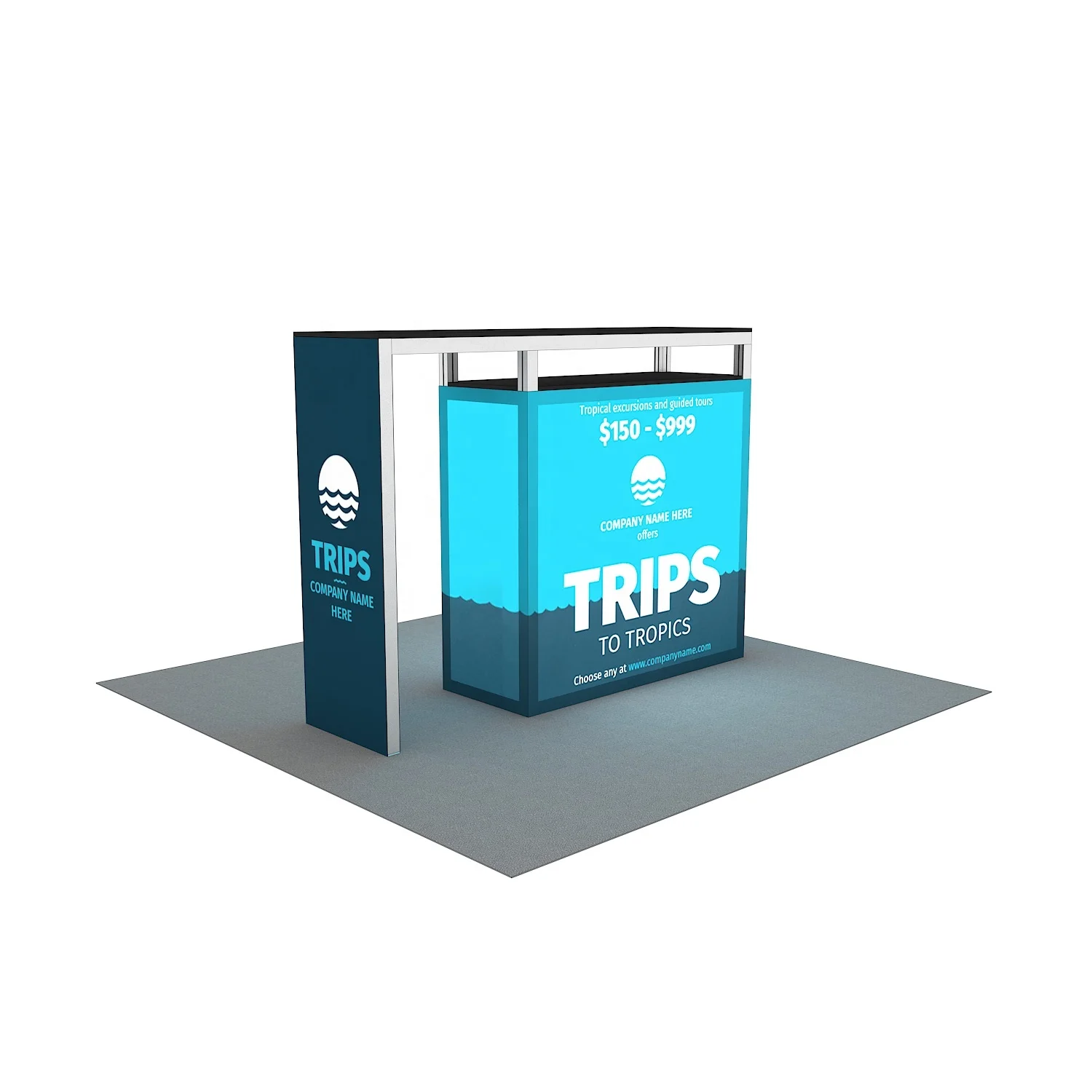 Customized Printing LED Backlit Aluminum SEG Fabric Front Reception Table Promotion Stand Display Exhibition Trade Show Counter