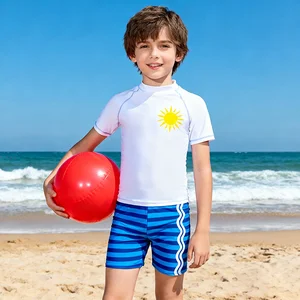 OEKO TEX Custom Kids UV Swim Trunk UPF 50+ Repreve Sustainable Print Quick Dry Swimming Clothes Boys Swimwear for Beach
