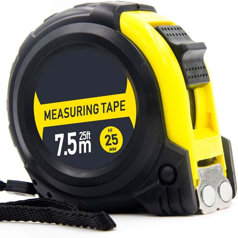 25 Ft Decimal Retractable Dual Side Ruler Engineers Electricians Magnetic Tip Rubber Casing Tool Measuring Tape Measure