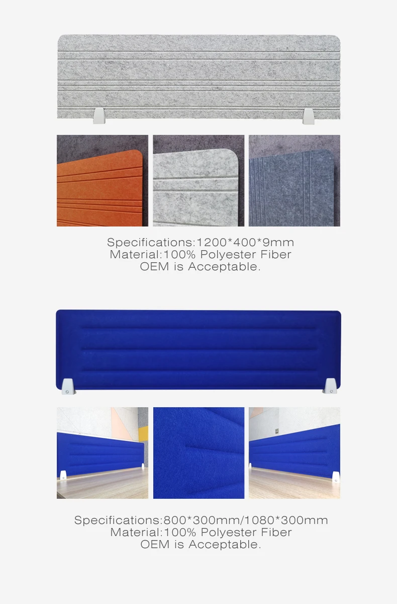 100% Recyclable Polyester Fiber PET Felt Custom Desk and Table Partition Protect Screen Dividers factory