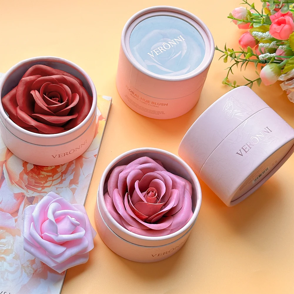 4 Color Face Cheek Blusher Makeup Blusher 3d Rose Petal Flower Blush