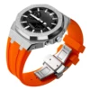 Silver Case+Orange Band