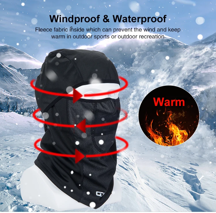 Cagoule Hiver Coupe-vent Polaire - Masque De Ski, Moto, Cyclisme, Taille Universelle, Noir - 8
