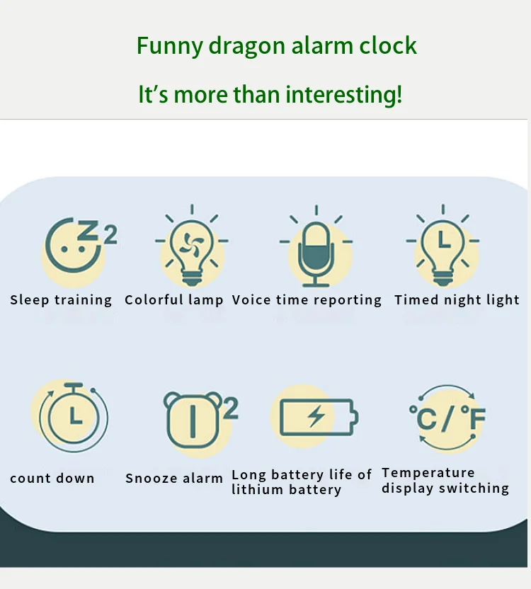 Creative Dinosaur Cartoon Alarm Clock Children's Bedroom Bedside Sleep Training Alarm Clock Wake