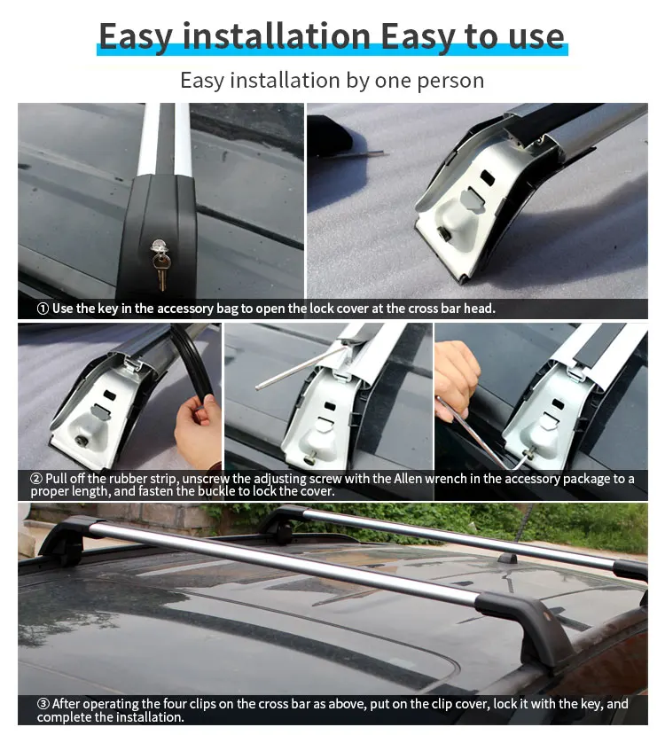Car Cross Bar Fit Two Horizontal Bars 4x4 Custom Aluminum Alloy Roof Rack  for Suv Luggage Rack With Accesorios details