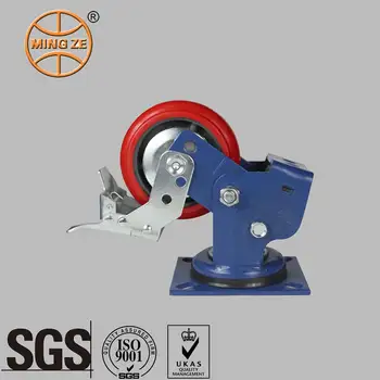 4-8\" Heavy Duty Industrial Caster Wheels Universal Wheel with PU Cast Iron Shock Absorption Swivel Brake for Mechanics Industry
