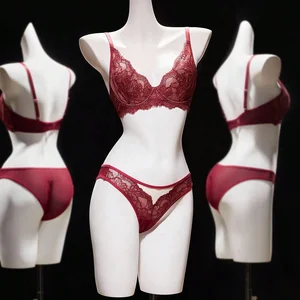 Highly Durable Sexy Hot Lace Underwire Support Floral Pattern Breathable Push up Bra Panty Set for Women