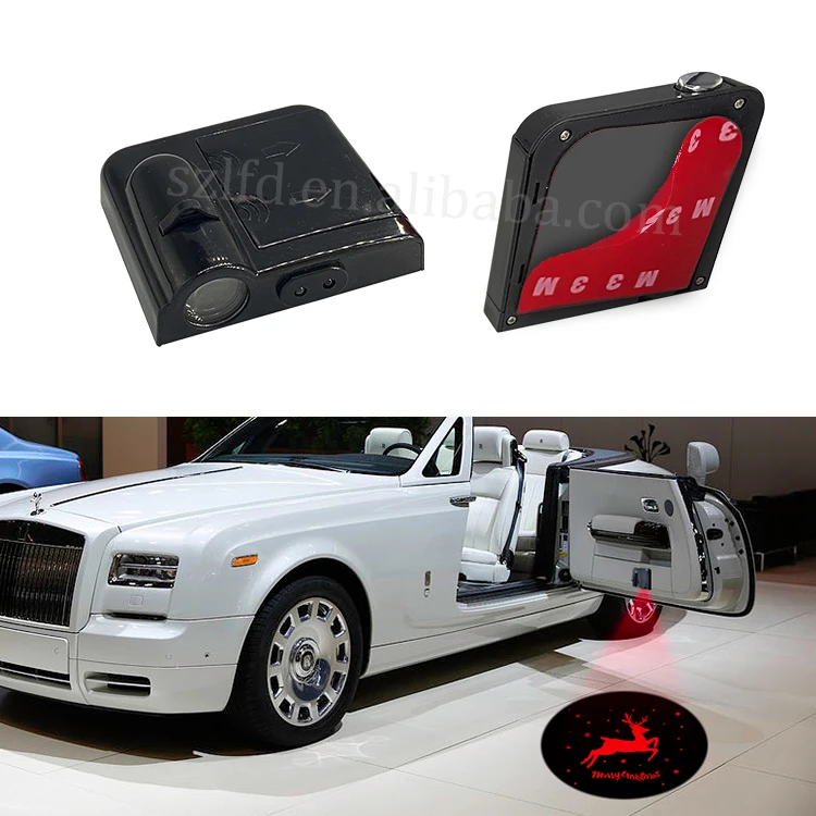 2pcs Universal Wireless Smart Sensor Car Projection LED Projector Door Ghost Light Shadow 3D Welcome Light Laser Emblem Logo