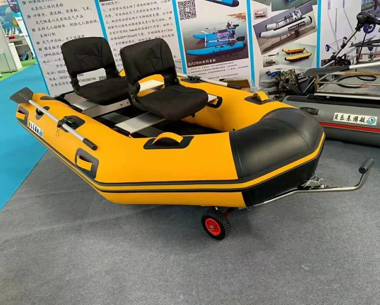 PVC Material Inflatable Boat with Air Floor and Transom Wheel Trailer