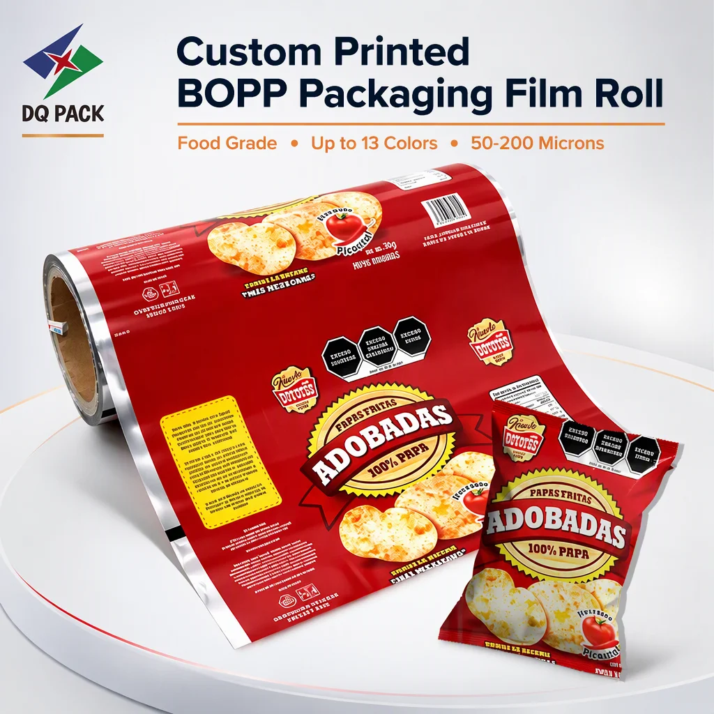 BOPP Packaging Film Roll Custom Printed Food Grade Moisture Proof Heat Seal Roll for Potato Chips Snack Sachet Packing