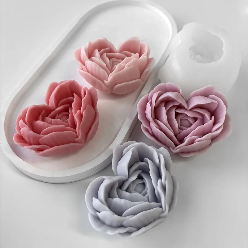 Heart Flower DIY Handmade Soap & Gel Gypsum Candle Silicone Mold Rose Aromatherapy for Cake Tools Rose Mold factory