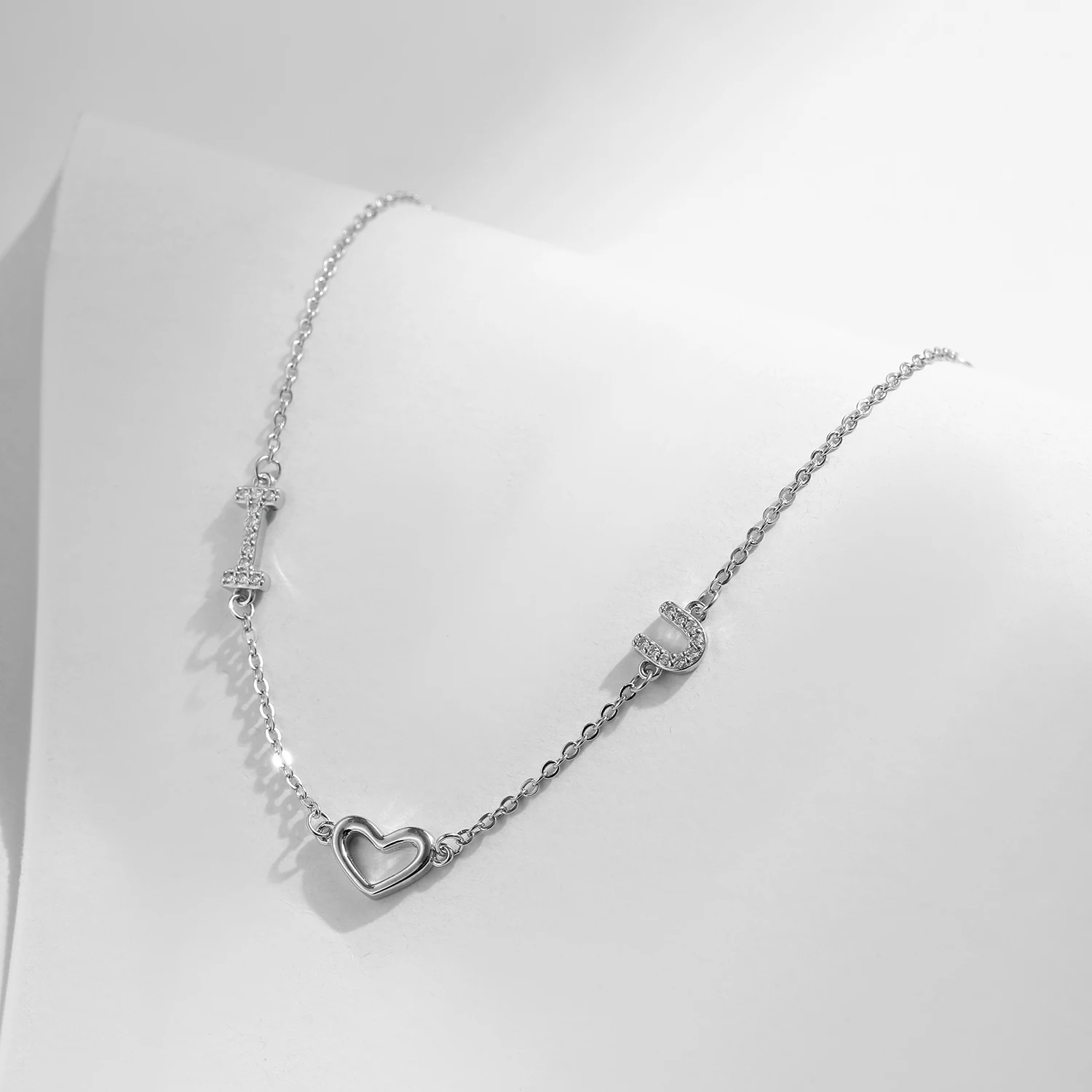 Romantic Bracelet Female Anniversary Fine Jewelry 925 Sterling Silver  Hearts Sweet Letter I Love You Bracelets for Women