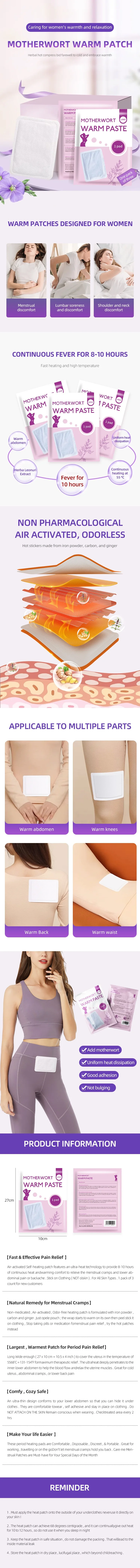 Customization Comfortable Warmer Patch Heat Pad Warm Stickers Warm up Paste Patch Hot Post Warm Paste Warm Body Care Wholesale