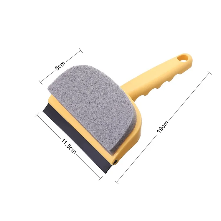 Small and portable car window cleaning brush with wiper for glass mirror and household cleaning