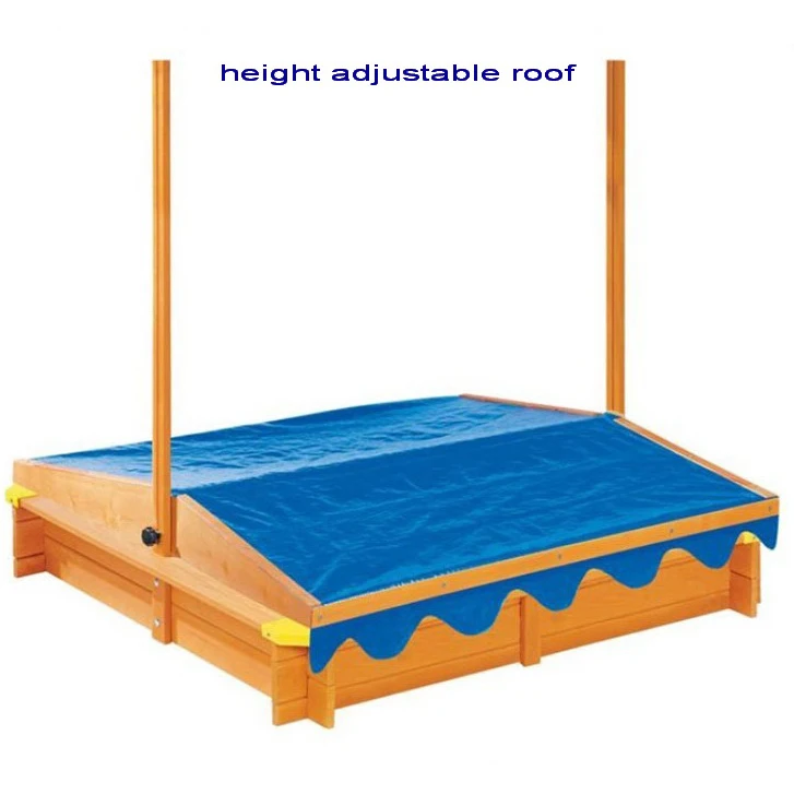 Adjustable Playground Sand Box 2 Kids 1 Sandbox Cedar with Roof Canopy Wooden Sandpit