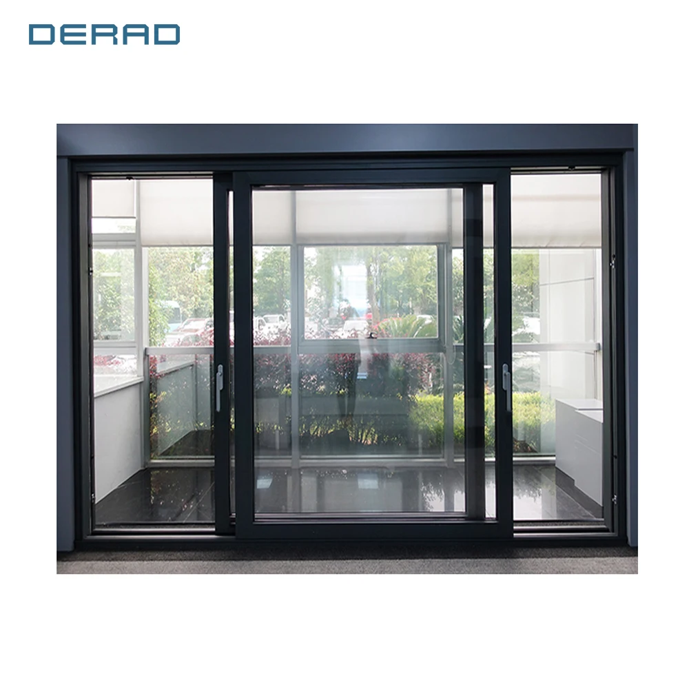 Double Pane Glass Sliding Door Aluminum Frame Lift and Sliding Door with Tinted Glass for Villa Apartment Public Buildings