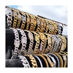 Wholesale Hip Hop Jewelry 14K 18K Gold Plated CZ Diamond Iced Out Custom Cuban Link Chain Bracelet for Men