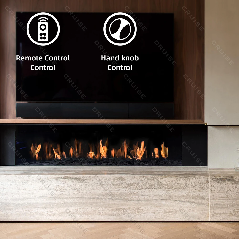 CRUISE Single/Double Row Flame Environmental Protection Clean Energy Fuels 1169mm Remote Control 3sided Linear Gas Fireplace