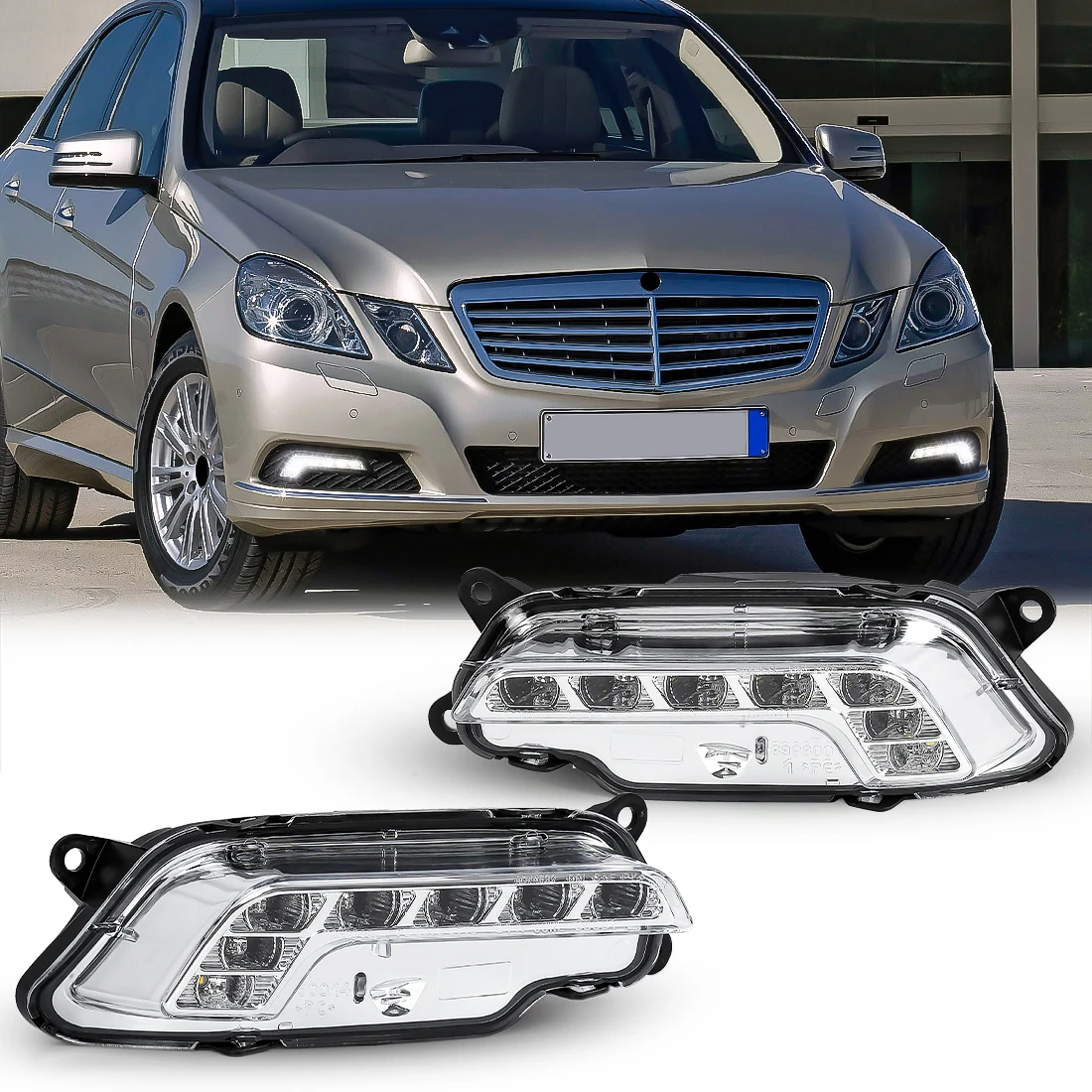 LED Fog Light DRL Kit For Mercedes E350 E550 2010-2013 – Pair