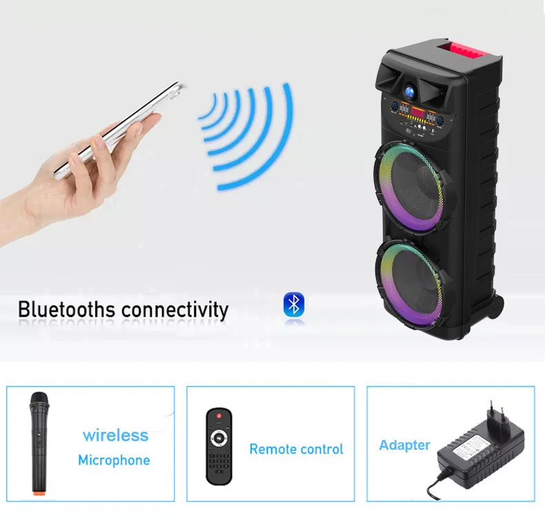 Dual 10 Inch Outdoor PRO Subwoofer 50W DJ Karaoke Box - Wireless