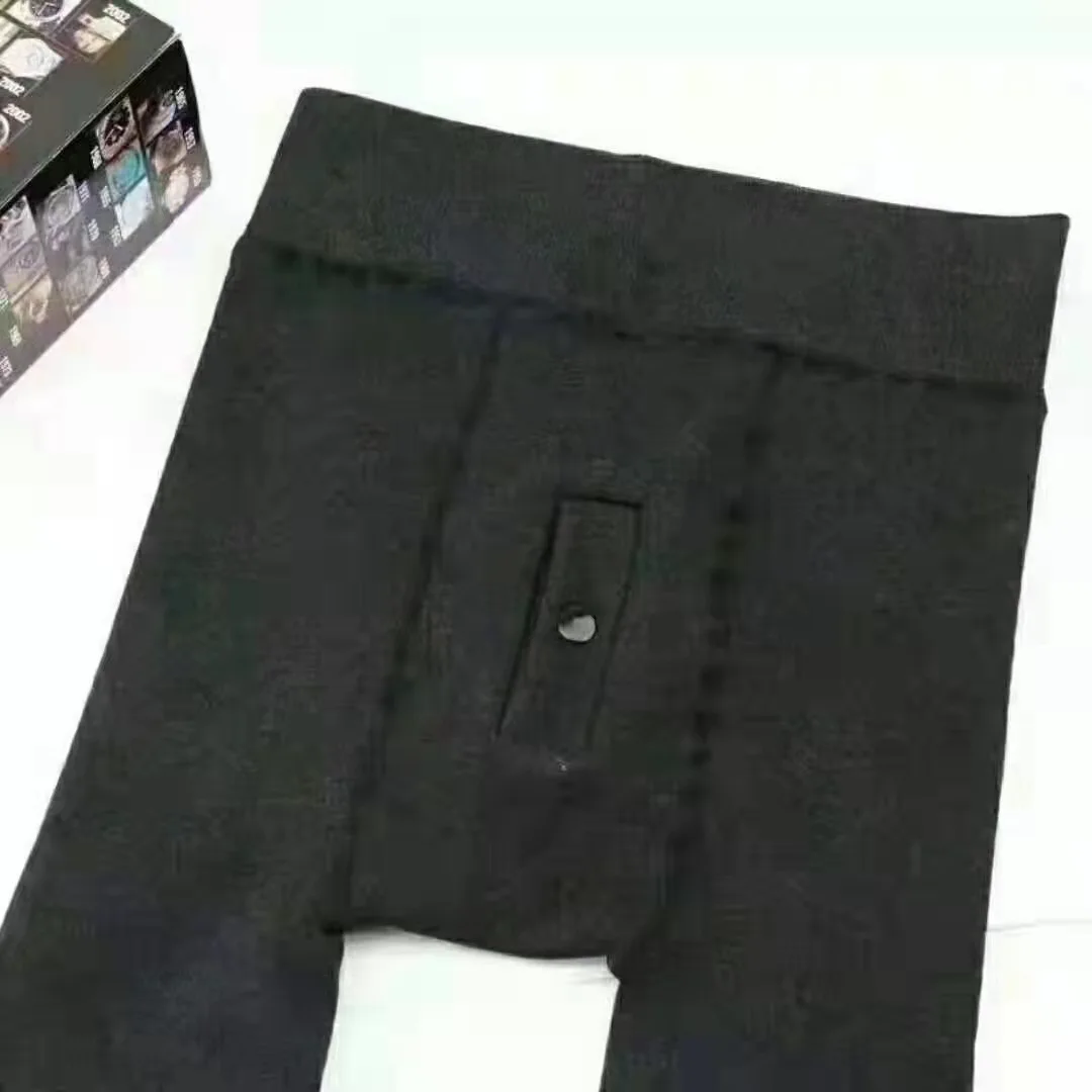 KTS374 Custom Manufacturers Winter Waist Protection Men's Cotton Thermal Leggings Thick Woolen Fleece Lined Pantyhose / Tights
