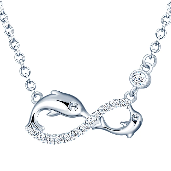 صلب 925 Silver Dolphin Infinity Symbol Earrings Bracelet Necklace