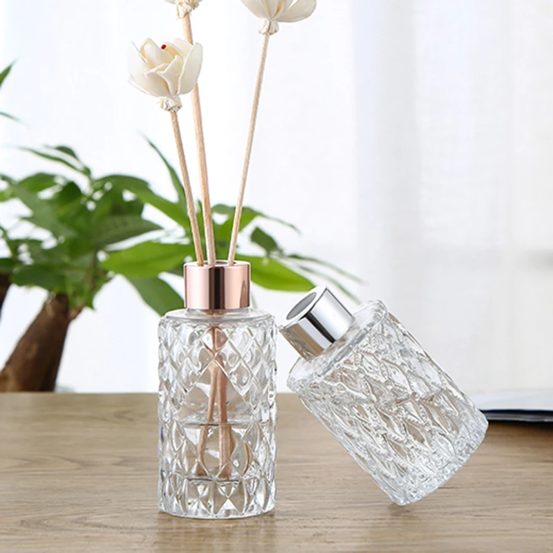 Luxury 50ml 80ml 100ml 120ml 150ml Transparent Round Empty Glass Reed Diffuser Bote