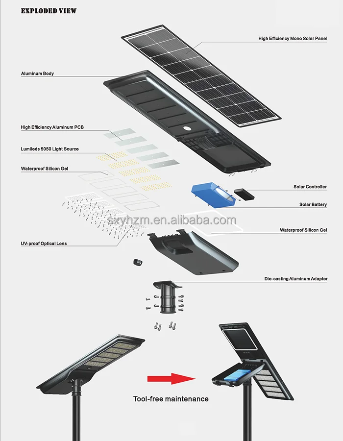 Yahua Patented Black Solar Powered LED Street Light Intelligent Control 60w 80w 100w Energy Saving Street Light 5