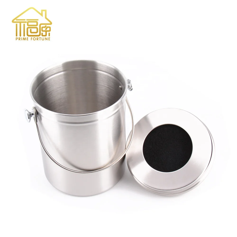 
 1.3 Gallon Indoor Home Waste  Recycle Bin  Customized Stainless Steel Kitchen   Compostable  Worm Farm Compost Bin  
