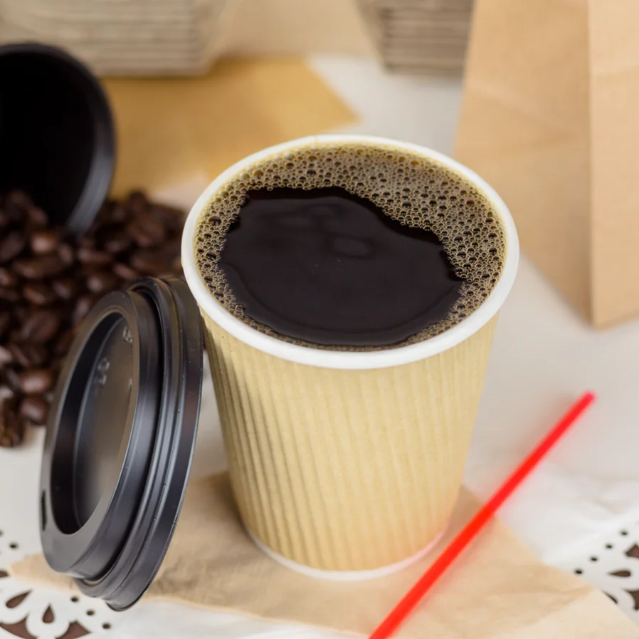 Fuling 2層断熱紙コップトリプルウォール8オンスリップルペーパーホットカップレストランやカフェ用