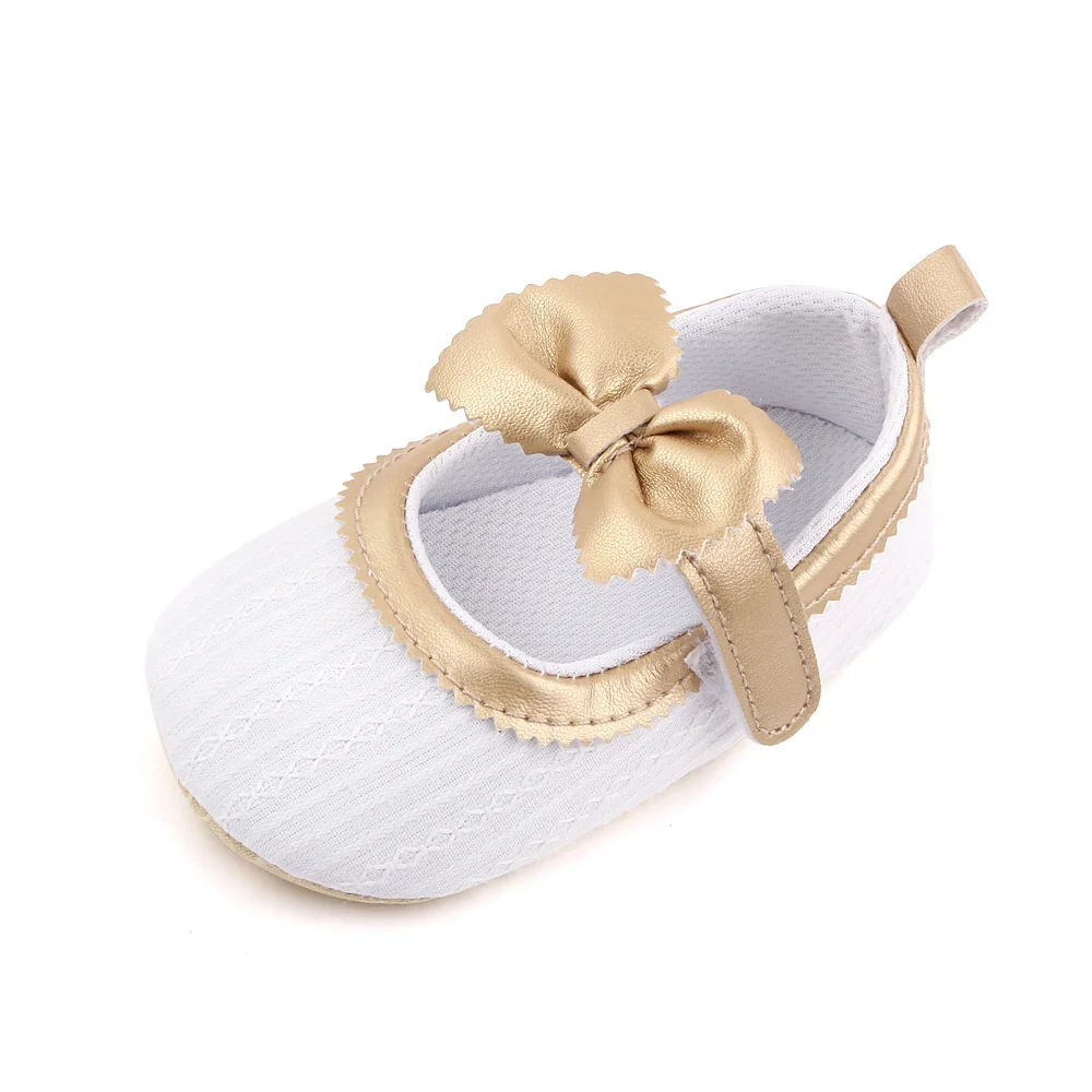 New Solid Color Bow Knit Baby Spring and Autumn Soft Sole Non-slip Princess Walking Shoes manufacture