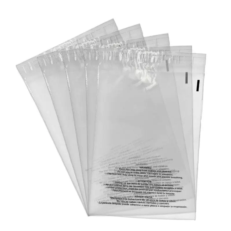 Eco-Friendly Self-Adhesive LDPE Packaging Poly Bag Clear BOPP Plastic Bag Suffocation Warning Customizable Size FBA Compliant