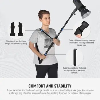 NEEWER 7.5ft/230cm Boom Pole Stand Portable Telescopic Aluminum Handheld Light Stand detail image