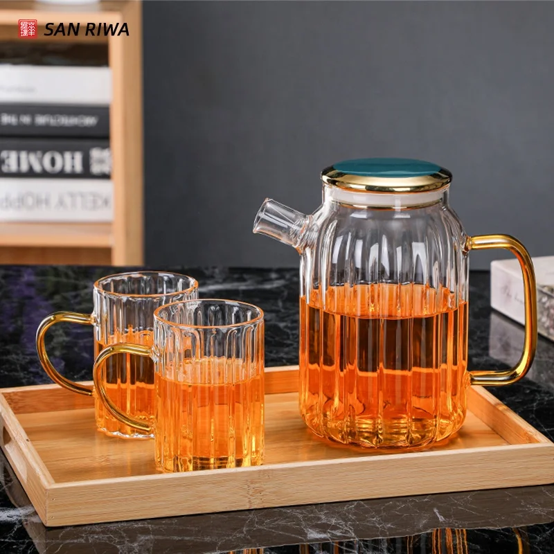 Large Cool Glass Pitcher Water Kettle Jug Carafe With Cups And Spout For  Hot Cold Water Tea Juice Coffee Lemonade - Buy Large Cool Glass Pitcher  Water Kettle Jug Carafe With Cups