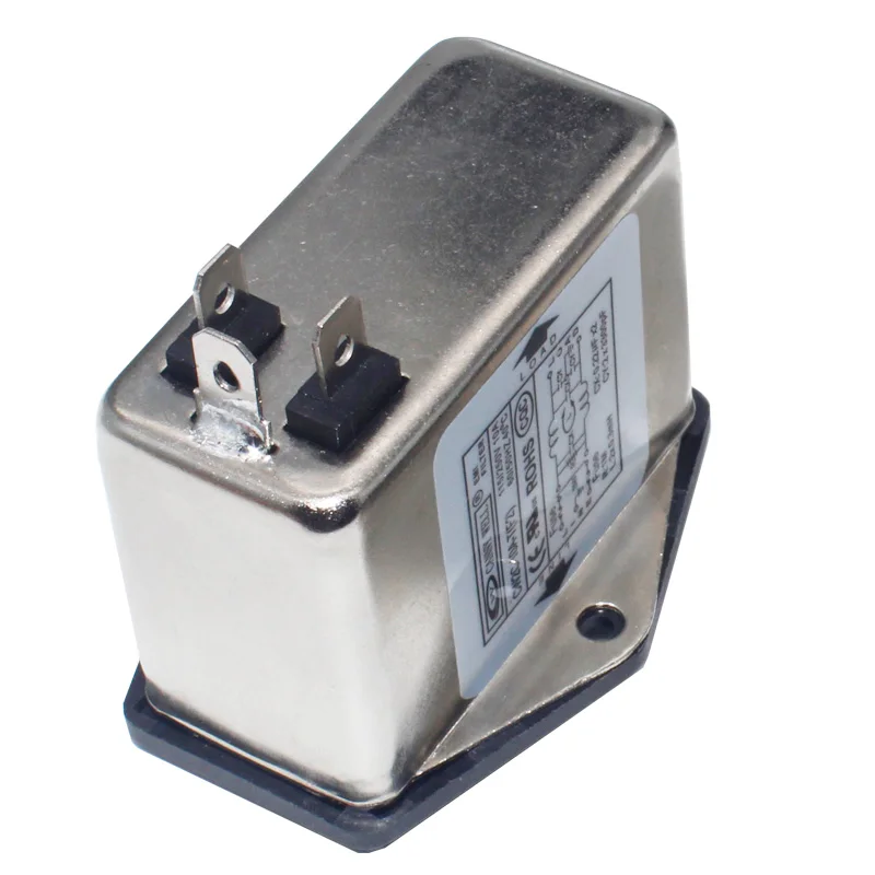 Industrial EMI Double Fuse Holder with Rocker Switch and 10A Socket Plug Filter for Industrial Applications