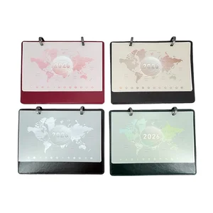 High Quality Stainless Steel Desk Calendar  Agenda Planner Custom LOGO Mini Size PU Leather Business Gift Promotion