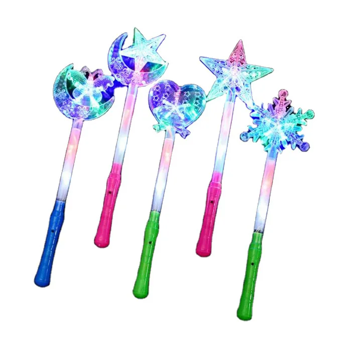 Лидер продаж детская волшебная палочка с сердечками и снежинками для девочек со светодиодной подсветкой звездами игрушки детей