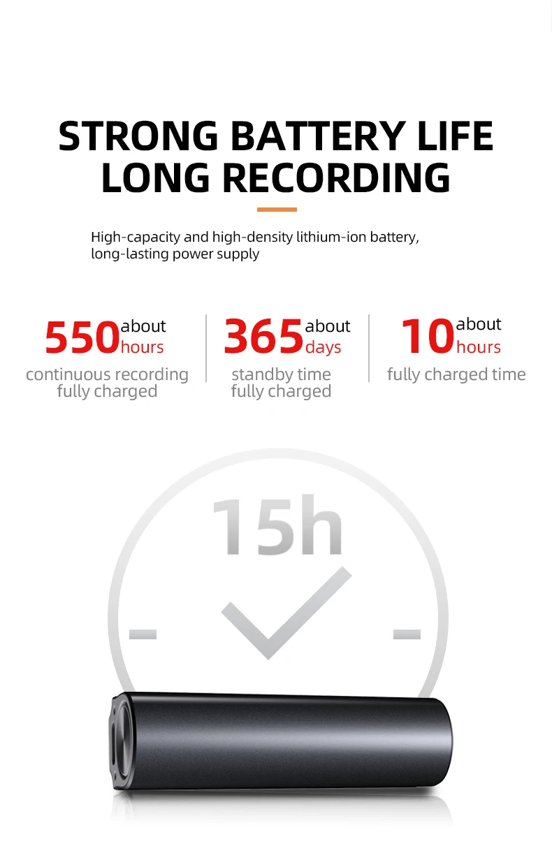 Strong Mini Magnetic Voice Recorders Power Bank 500 Hours Voice Activated Recording Digital Voice Recorder  Audio Recording