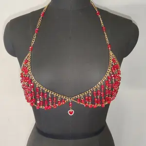 Dropshipping Ready to Ship 2026 Luxury Clothing Party Club Wear Bra Sexy Women tank Tops With Chains