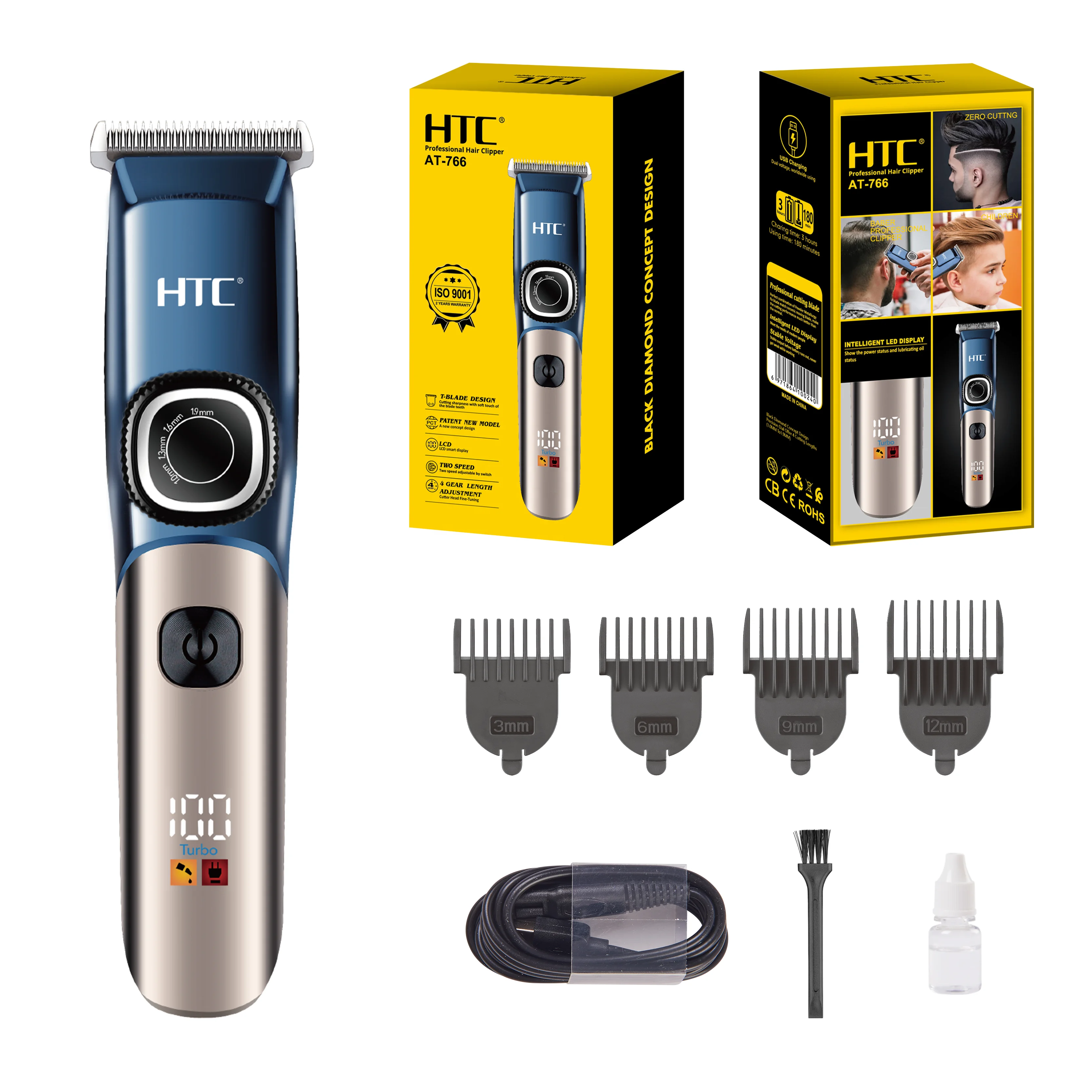 HTC AT-766 Professional Hair Clippers Precision Power