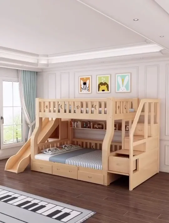 Factory Children Beds Furniture Kids Bunk Bed Wooden With Slide Buy Children Beds,Bunk Bed
