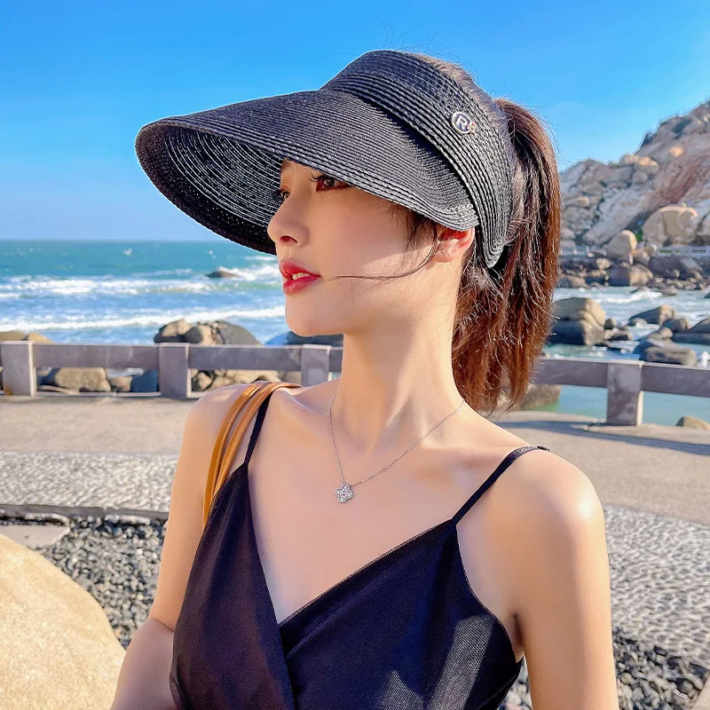 Wholesale Women Solid Color Milk Silk Beach Visor Caps Empty Top Baseball  Sun Protection Hat For Ladies From m.