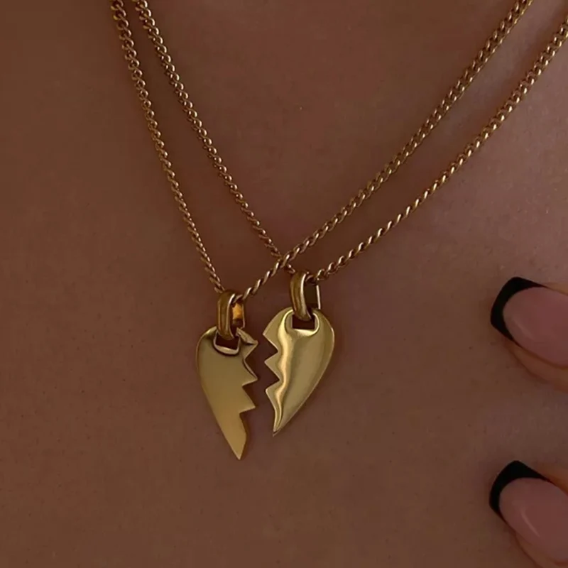 Gold half hot sale heart pendant