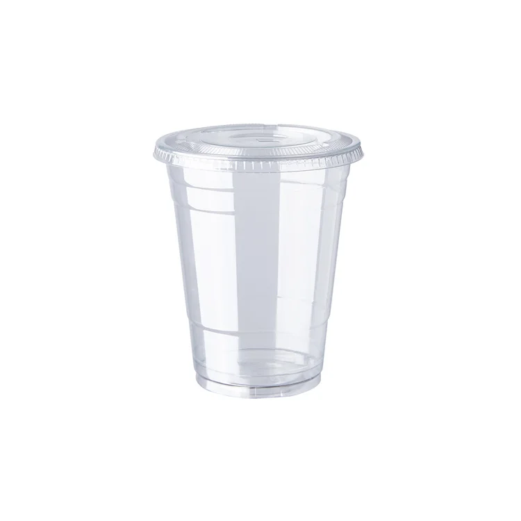 Одноразовая стеклянная чашка для смузи от производителя, чашка для кофе, пластиковая чашка для питомца с плоской крышкой и купольной крышкой