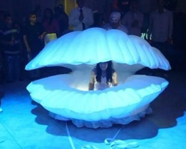 Giant Inflatable Shell with RGB Led Lights Inflatable Clam Shell for Stage Wedding Decoration