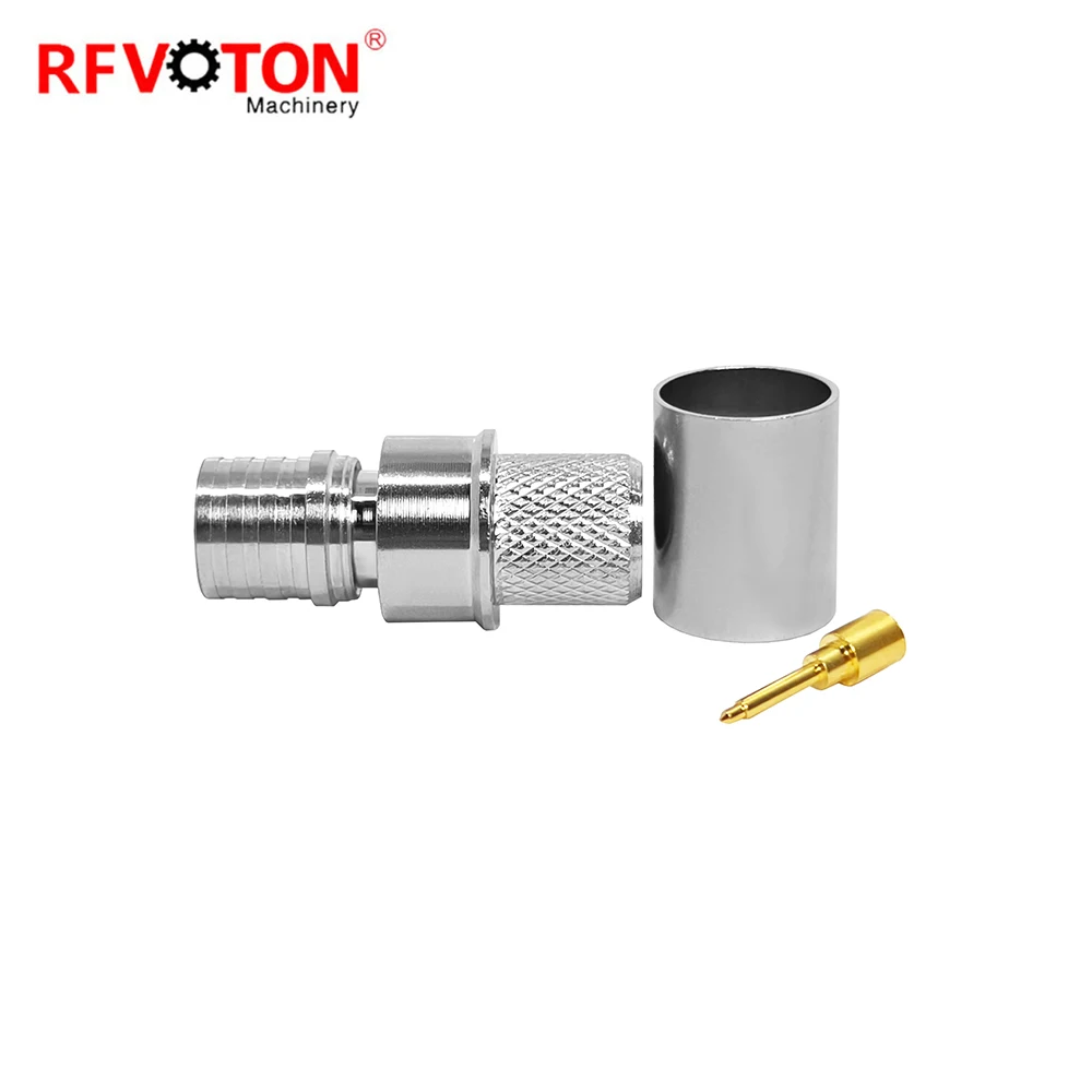 Factory Supply QMA Male Plug Macho Brass Straight Lmr400 WTR400 Cable Rf Coaxial Connector QMA Converter Copper Rohs