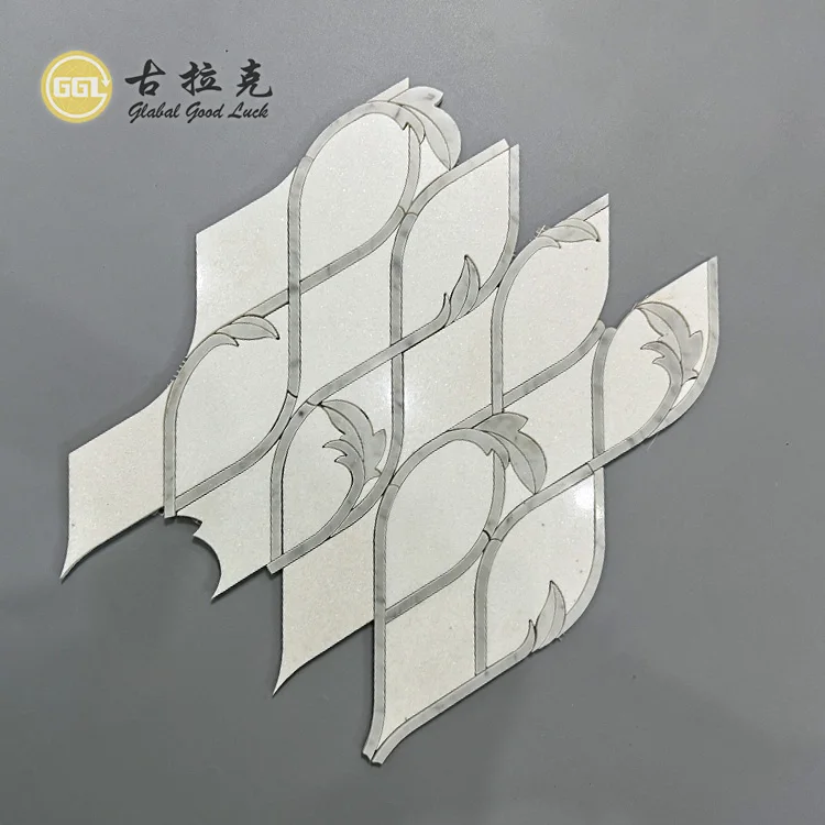 Natural White Marble Tile Leaf Shape Polished Surface Mosaic Tile for Bathroom Kitchen Backsplash Wall Hotel Shower