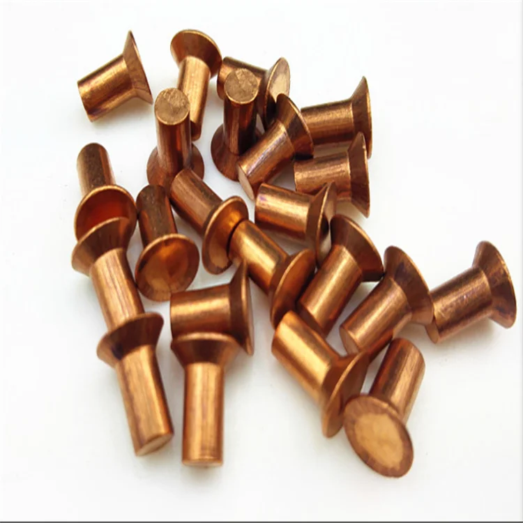 Cabeza plana M3 remaches de cobre latón sólido remache de percusión tapa de uñas 3mm-30mm de largo